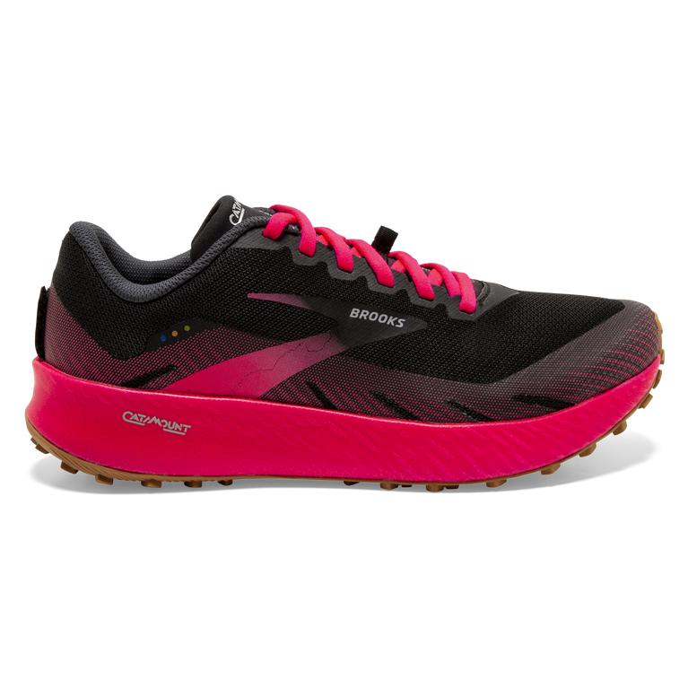 Brooks Catamount Trail Running Shoes - Women's - Black/Pink (97634-GJZO)